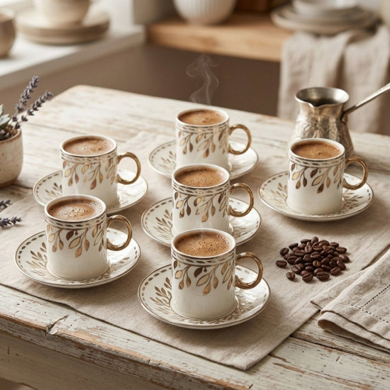 Coffee Cup and Saucer Set - 12 Pcs
